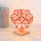 Elegant Pink Flower Ball Glass Decorative Table Lamp Image - 7