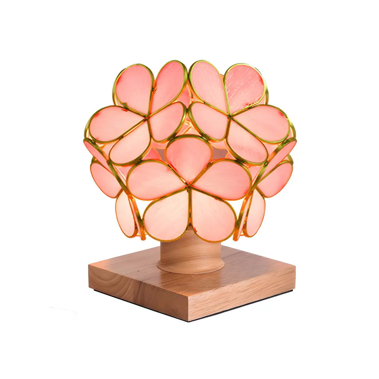 Elegant Pink Flower Ball Glass Decorative Table Lamp Image - 9