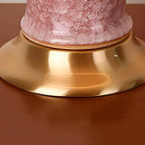 Elegant Pink Silk Shade Ceramic Bedroom Table Lamp Image - 11