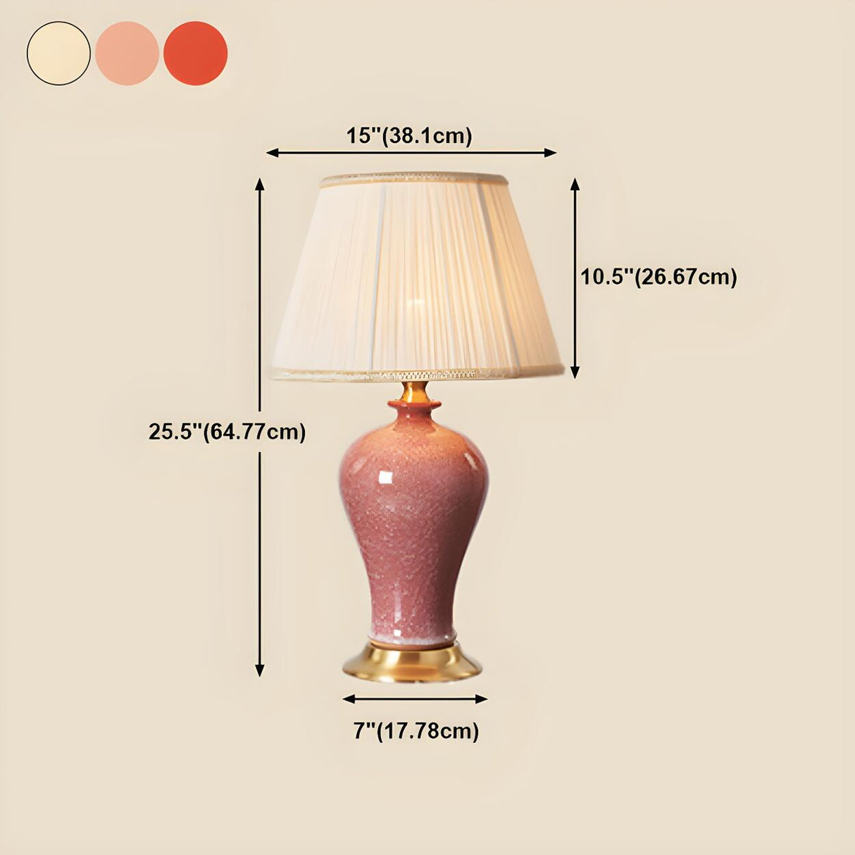 Elegant Pink Silk Shade Ceramic Bedroom Table Lamp Image - 17