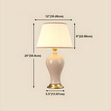 Elegant Pink Silk Shade Ceramic Bedroom Table Lamp Image - 20