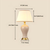 Elegant Pink Silk Shade Ceramic Bedroom Table Lamp Image - 21