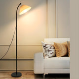 Elegant Pleated Beige Cone Curved Metal Floor Lamp Image - 1