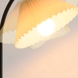 Elegant Pleated Beige Cone Curved Metal Floor Lamp Image - 11