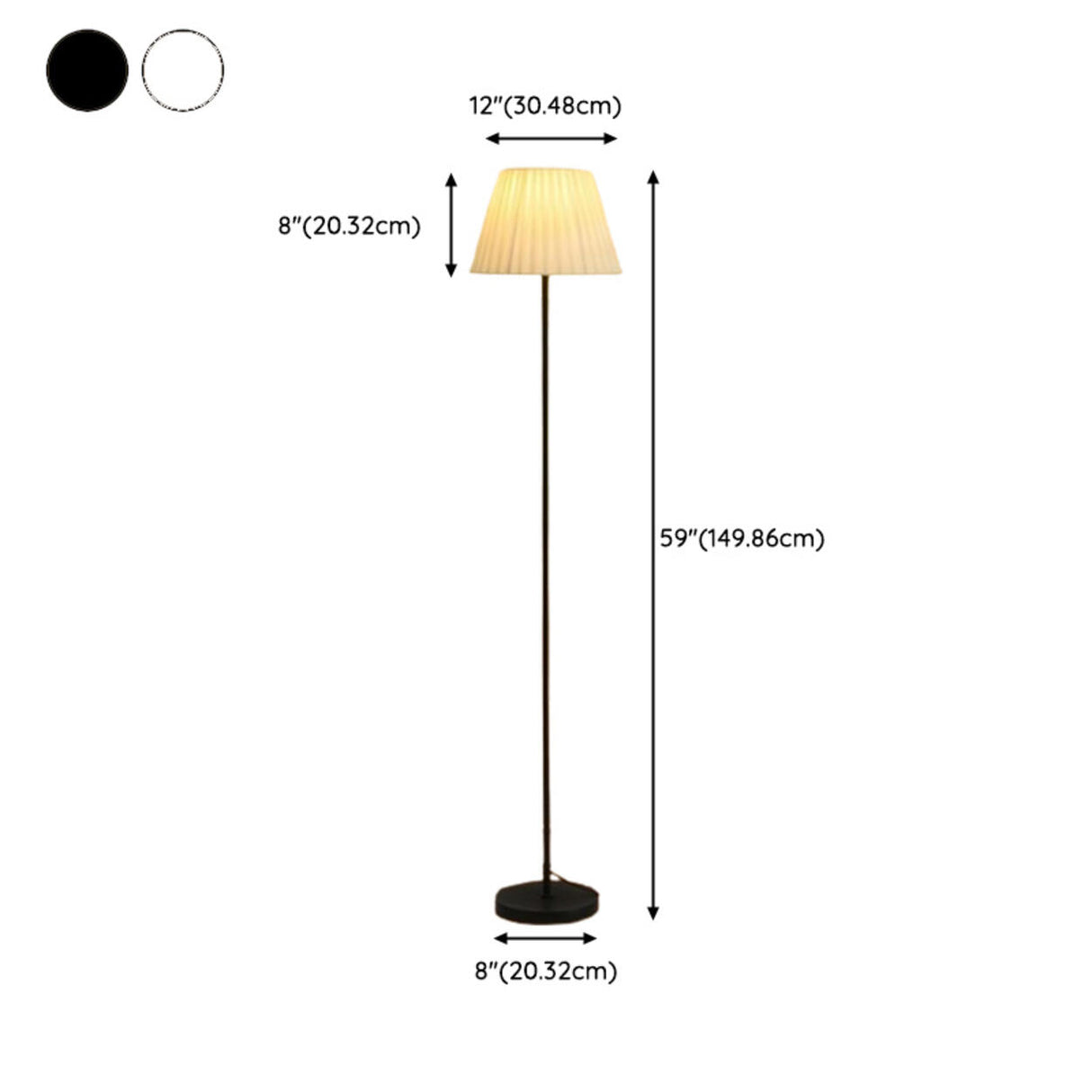 Elegant Pleated Beige Cone Curved Metal Floor Lamp 