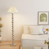 Elegant Pleated Cone Shade Stacked Ball Floor Lamp Image - 11