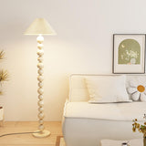 Elegant Pleated Cone Shade Stacked Ball Floor Lamp Image - 13