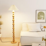 Elegant Pleated Cone Shade Stacked Ball Floor Lamp Image - 15