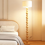 Elegant Pleated Cone Shade Stacked Ball Floor Lamp Image - 18