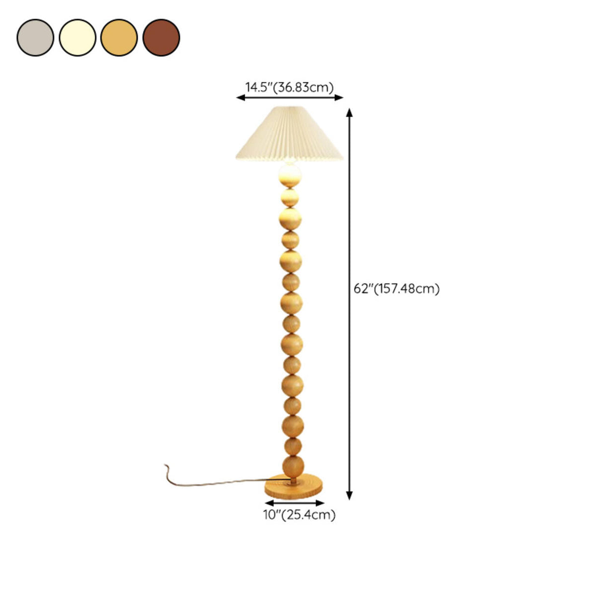 Elegant Pleated Cone Shade Stacked Ball Floor Lamp 