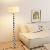 Elegant Pleated Cone Shade Stacked Ball Floor Lamp Image - 3