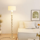 Elegant Pleated Cone Shade Stacked Ball Floor Lamp Image - 6