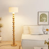 Elegant Pleated Cone Shade Stacked Ball Floor Lamp Image - 7