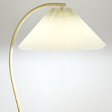 Elegant Pleated Fabric Cream Curved Floor Lamp Image - 10