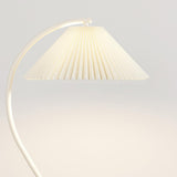 Elegant Pleated Fabric Cream Curved Floor Lamp Image - 11