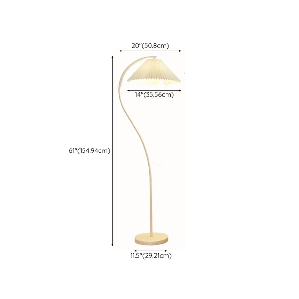 Elegant Pleated Fabric Cream Curved Floor Lamp 