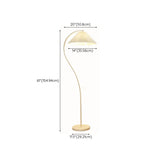 Elegant Pleated Fabric Cream Curved Floor Lamp #size