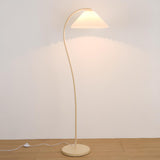 Elegant Pleated Fabric Cream Curved Floor Lamp Image - 7