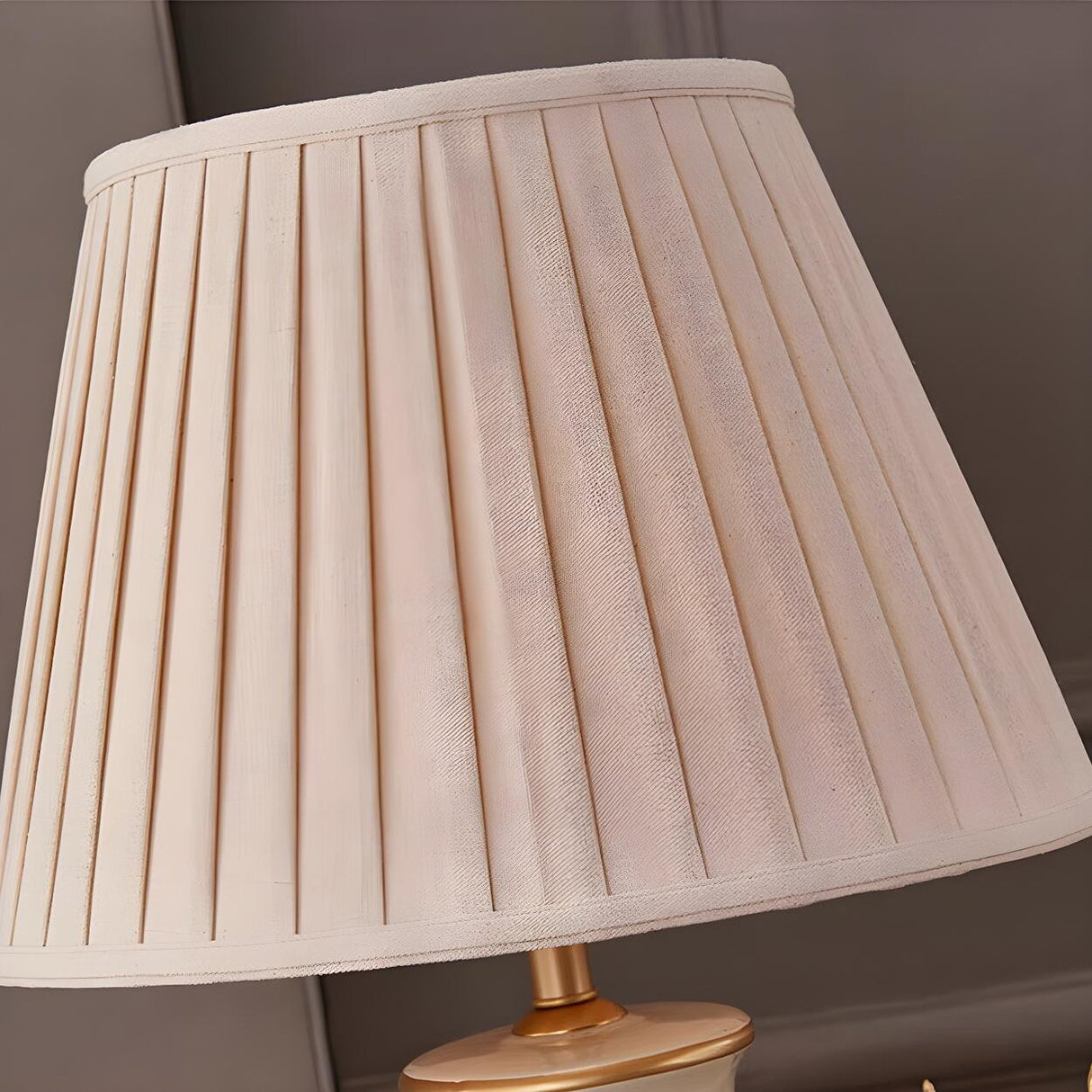 Elegant Pleated Fabric Floral Ceramic Base Table Lamp Image - 6