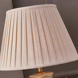 Elegant Pleated Fabric Floral Ceramic Base Table Lamp Image - 6