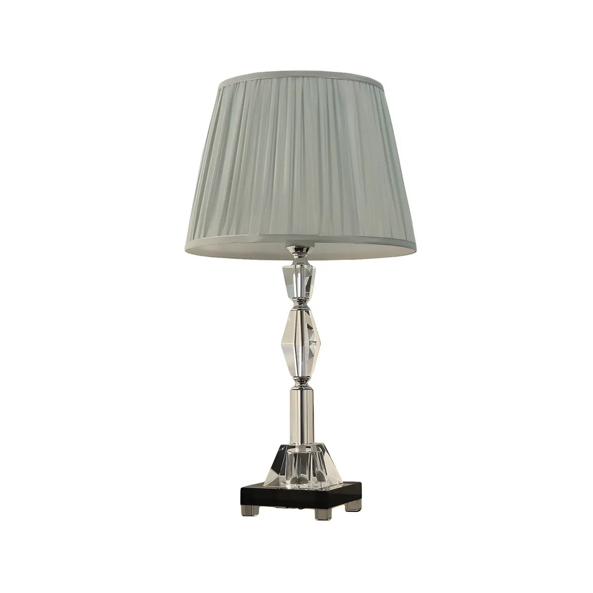 Elegant Pleated Shade Crystal Decor Base Table Lamp Image - 2