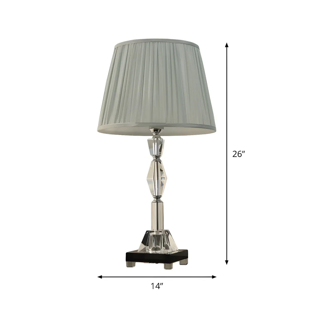 Elegant Pleated Shade Crystal Decor Base Table Lamp Image - 4