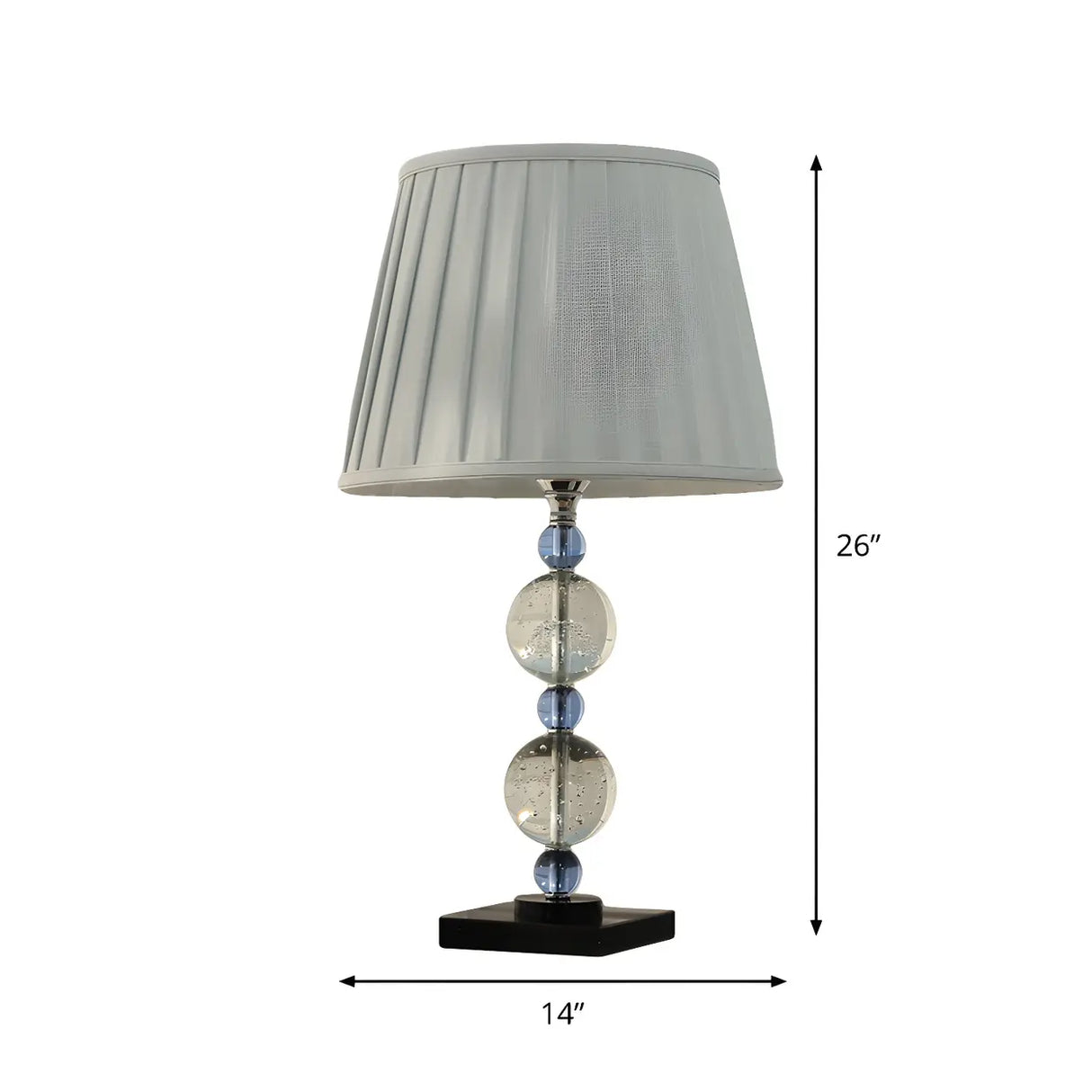 Elegant Pleated Shade Crystal Decor Base Table Lamp 