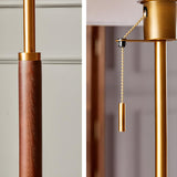 Elegant Pleated Wooden Floor Lamp with Pull Chain Image - 6