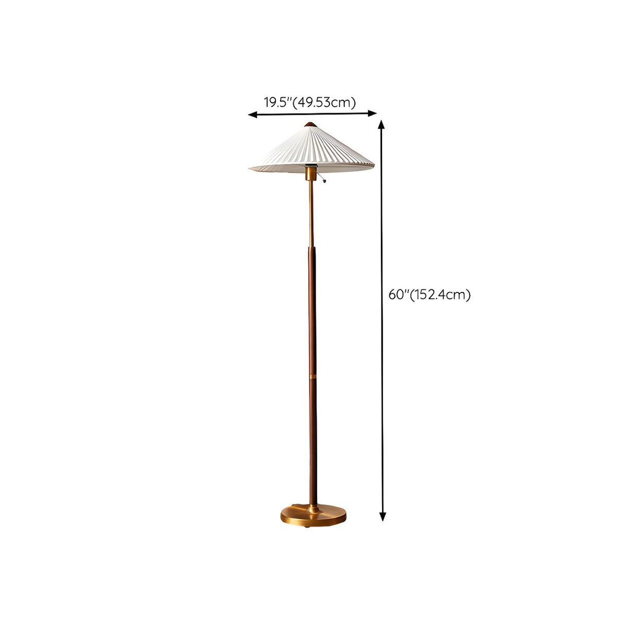 Elegant Pleated Wooden Floor Lamp with Pull Chain 