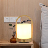 Elegant Portable Rechargeable Wooden Frame Table Lamp Image - 1