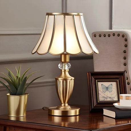 Elegant Post-Modern Golden Drum Shade Metal Table Lamp Image - 1