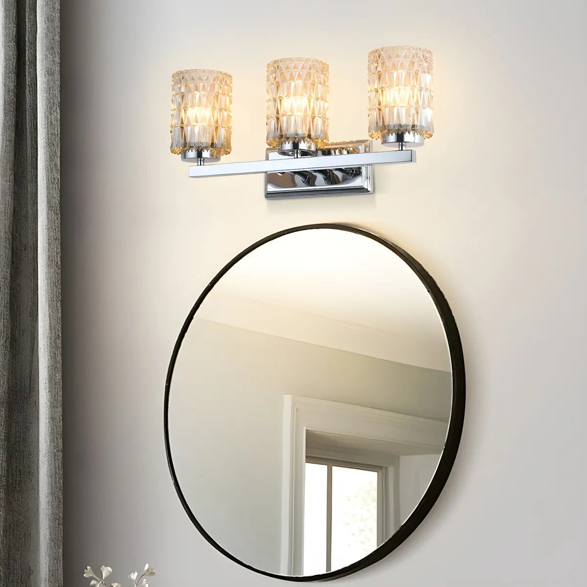 Elegant Prismatic Glass Cylinder 3-Light Vanity Light Image - 4