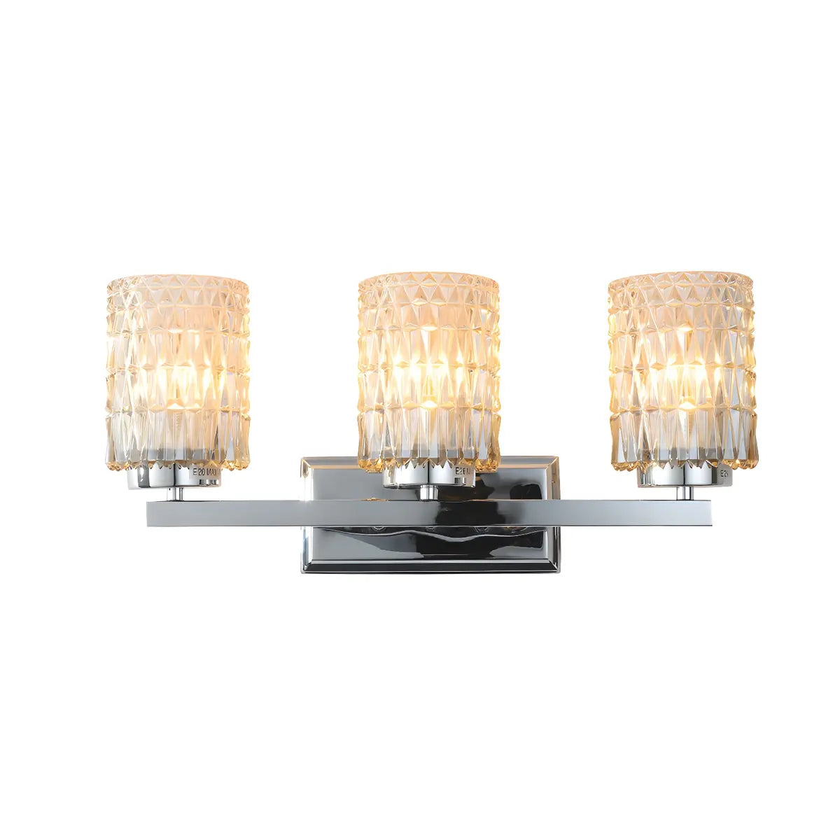 Elegant Prismatic Glass Cylinder 3-Light Vanity Light Image - 6