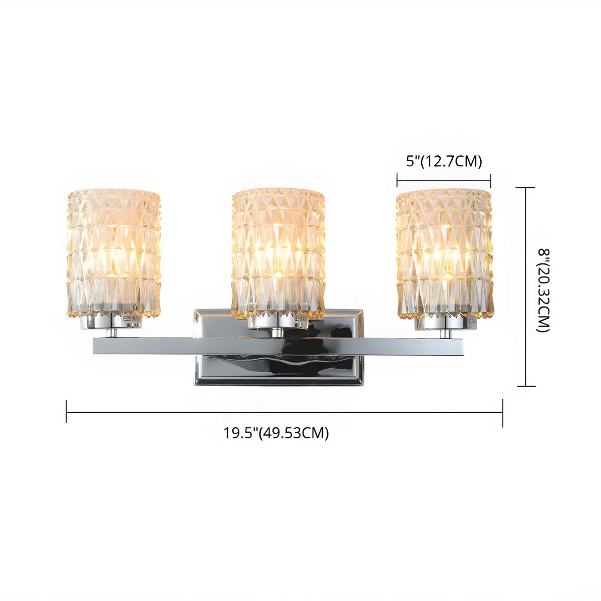 Elegant Prismatic Glass Cylinder 3-Light Vanity Light Image - 7