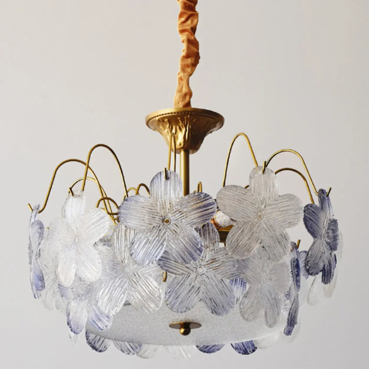 Elegant Purple Floral Glass Chandelier for Living Room Image - 10