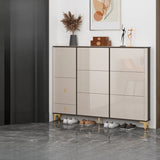 Elegant Rectangular Wood Entryway Beige Shoe Cabinet Image - 10