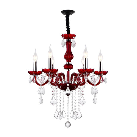 Elegant Red Candlestick Antique Faceted Crystal Chandelier Image - 2