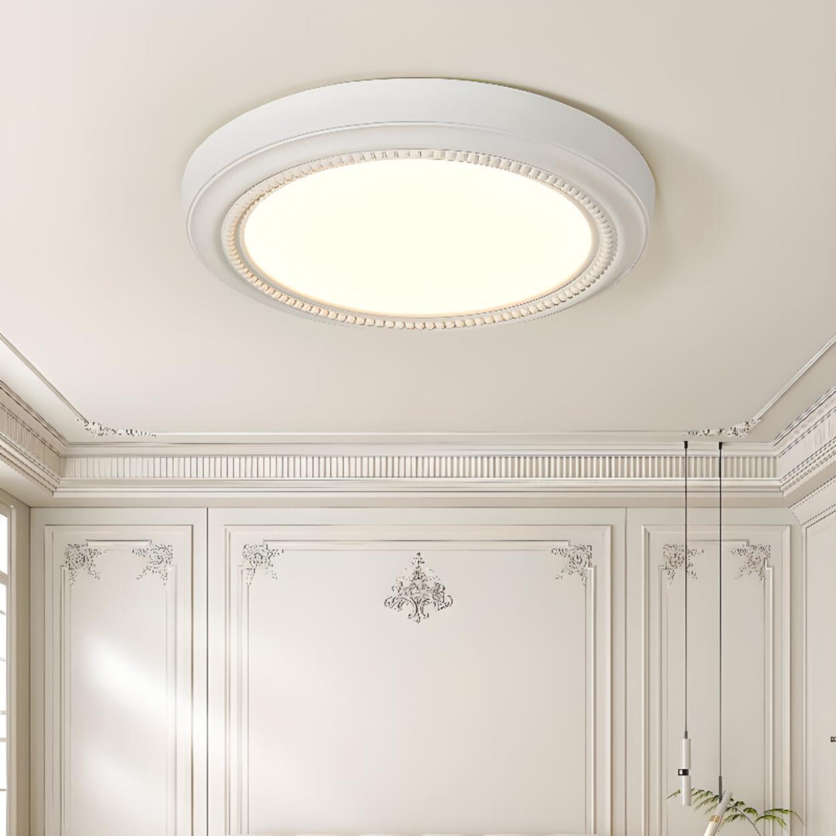 Elegant Resin White Circular LED Flush Mount Light Image - 1