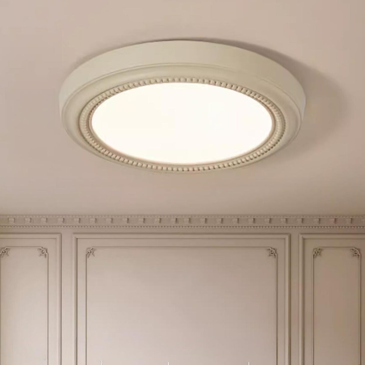 Elegant Resin White Circular LED Flush Mount Light Image - 2