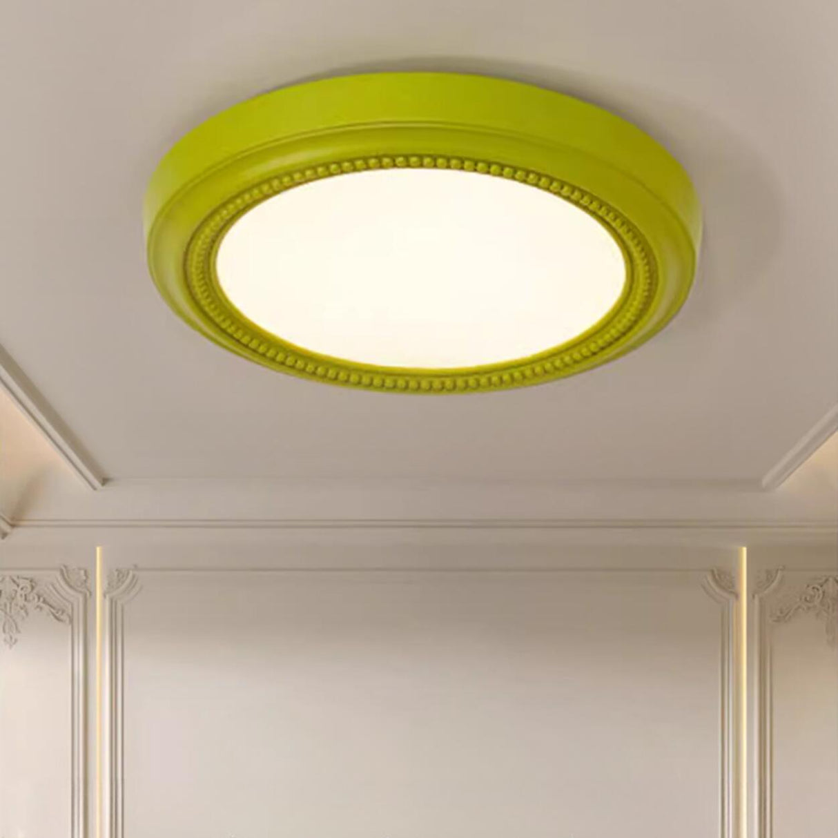 Elegant Resin White Circular LED Flush Mount Light Image - 4