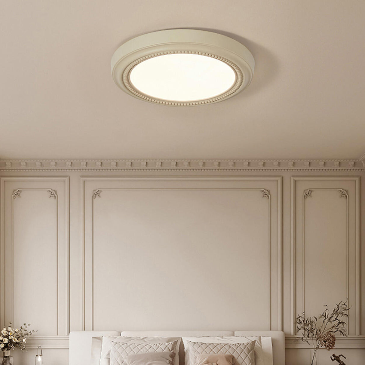 Elegant Resin White Circular LED Flush Mount Light Image - 6