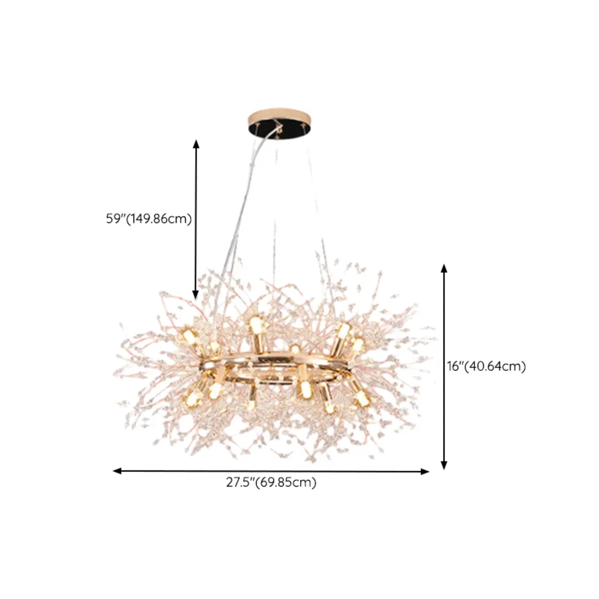 Elegant Ring Firework Crystal Gold Large Chandelier 