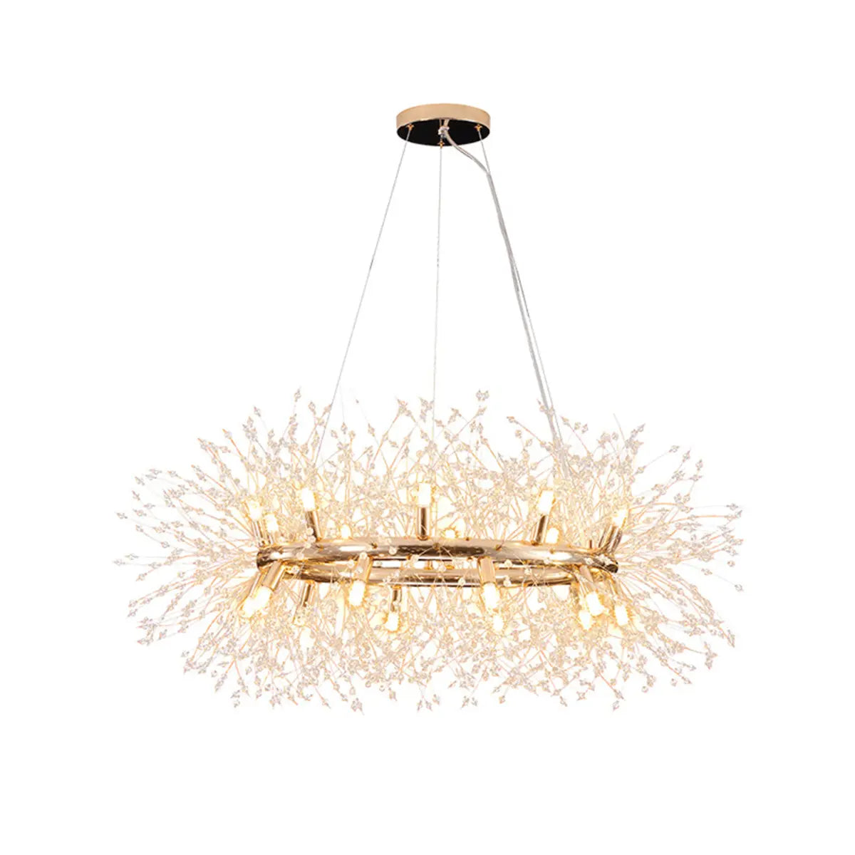 Elegant Ring Firework Crystal Gold Large Chandelier Image - 5