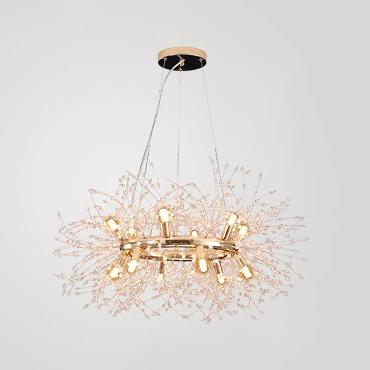 Elegant Ring Firework Crystal Gold Large Chandelier Image - 6