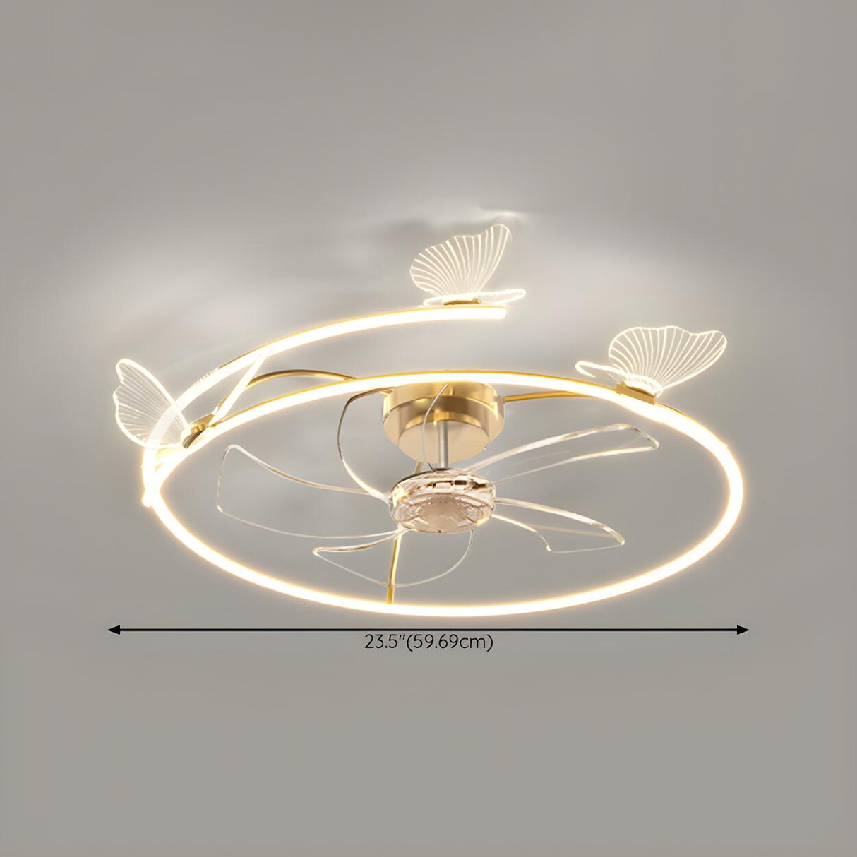 Elegant Ring Hollow Butterfly Ceiling Fan with Light 