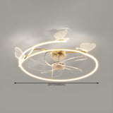 Elegant Ring Hollow Butterfly Ceiling Fan with Light #size