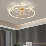 Elegant Ring Hollow Butterfly Ceiling Fan with Light Image - 2