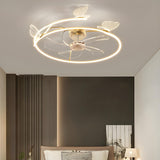 Elegant Ring Hollow Butterfly Ceiling Fan with Light Image - 4