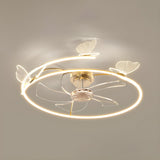 Elegant Ring Hollow Butterfly Ceiling Fan with Light Image - 5