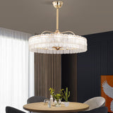 Elegant Ring Remote Gold Crystal Ceiling Fan with Light Image - 1